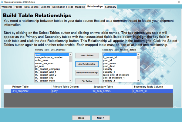 Build Table Relationships | Shipping Solutions